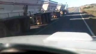 Overtaking a roadtrain in Outback SA