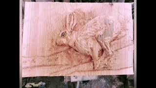 Carving a hare in relief