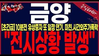 [금양 주가 전망]"긴급공시"시간외급락이대로 하셔야 합니다.유상증자 또지연공시발생.#금양 #금양주가전망 #금양주가 #금양대응전략 #금양주식전망 #금양주가분석 #이차전지