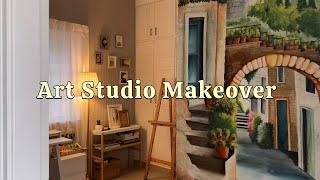 Art studio makeover | Studio tour, decorating, organising, building furniture, setting up my space