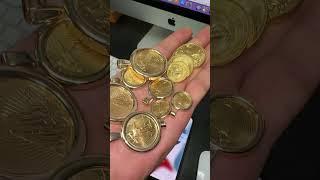 TURNING GOLD COINS INTO PENDANTS!!! #shorts