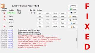 Fix MySQL Shutdown Unexpectedly Error in XAMPP