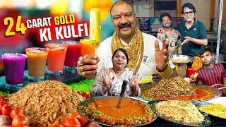 Sarafa Bazar Indore Night Food Market | Gold Man Ki Famous Gold Kulfi | Indore Veg Street Food