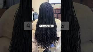 4 MONTHS UPDATE OF CLIENT MICRO BRAIDS WITH HUMAN CURLY ENDS #braids #hairstyles #protectivestyles