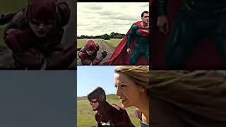 The Flash Supergirl & Superman race