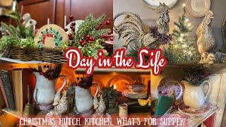 DAY IN THE LIFE | Decorating my Hutch for Christmas + what I cooked for supper! #christmasdecor