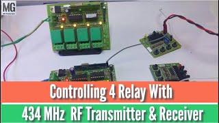 Controlling 4 relay with 434 MHz  RF Transmitter & Receiver