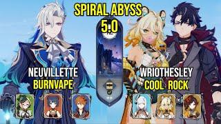 C0 Neuvillette Burnvape & C0 Wriothesley Cool Rock ft. Xilonen | Spiral Abyss 5.0 | Genshin Impact