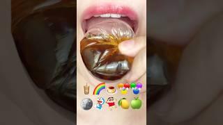 ASMR EMOJI FOOD 🟠🟡🟢🟣🪙 이모지 먹방 (sped up)