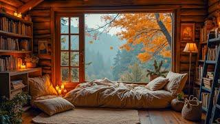 Let Stress Away with Gentle Jazz Melodies in Autumn Cozy Reading Nook 