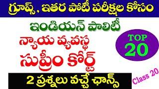 ఇండియన్ పాలిటి- సుప్రీంకోర్టు| Indian Polity Supreme Court Important Questions TSPSC APPSC