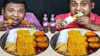 TODAY'S EATING CHALLENGE EGG PAKORA MAGGI EGG ROLL // EATING CHALLENGE // food family & more