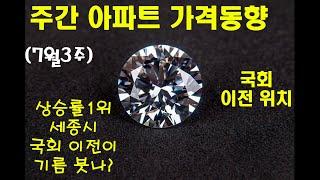 7월3주  전국 주간아파트 가격동향(대전 세종 1년 누계변동률,세종시 상승률1위 국회 이전이 기름 붓나,국회 이전 세종시 위치)