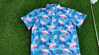 Golf Gentry Tropical birds pink flamingo-men's golf polo