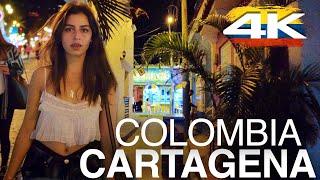 Colombia. Cartagena. 4K Walk at Night 