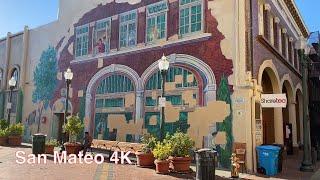 4K Scenic Walk: San Mateo Downtown, Bay Area, California 2020 - 10 mins Treadmill Workout