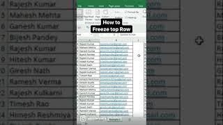 #shorts | Freeze top row in #Excel