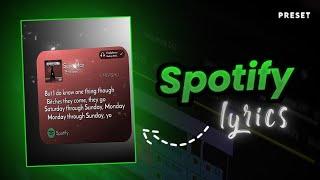 New Spotify Card lyrics Edit Preset Alight Motion l Instagram Trending Spotify Card Lyrics