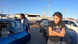 MY SISTER RORO SUPER EXCITED TO SEE MY CHEVELLE SS AFTER GETTING THIS PAINT JOB