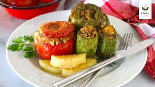 Gemista - Greek traditional recipe for stuffed vegetables with rice, vegan version | Fresh Piato