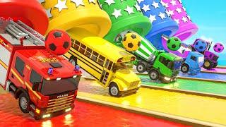 Wheels On the Bus song - Spinning soccer balls shaped wheels - Baby Nursery Rhymes & Kids Songs