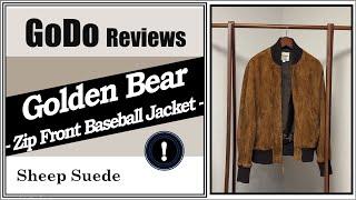 Golden Bear - Sheep Suede Zip Front Baseball Jacket