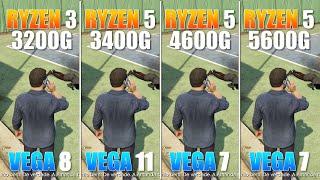 Ryzen 3 3200G vs Ryzen 5 3400G vs Ryzen 5 4600G vs Ryzen 5 5600G || Test in 5 Games