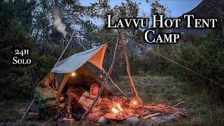 24h Lavvu Hot Tent Camp / Bushcraft, Campfire Cooking, Pothanger, LK-70, ASMR