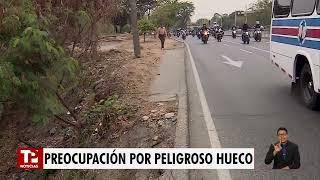 Peligroso hueco en la Avenida Simón Bolívar, en Cali, preocupa a conductores y vecinos