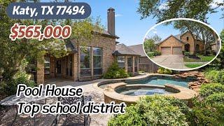 #18｜Houston House｜Katy，top school district，pool house，4 bed,3 bath，spa and lush landscaping，$565,000