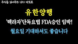 [유한양행 주가전망] '렉라자'단독요법 FDA승인 임박! 월요일 기대하셔도 좋습니다!