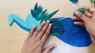 A stunning peacock  from  cornhusk| room decor | Fun With Fiza