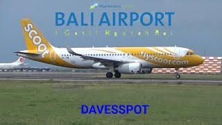 BALI PLANE SPOTTING takeoffs & landings including Scoot A320, Cathay Pacific A350-900 and more