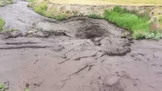 Drone captures INSANE DEBRIS FLOW off Pine Gulch Fire burn scar, Colorado