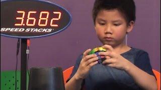 Chan Hong Lik 7 yrs old solves rubik's cube 8.76 sec