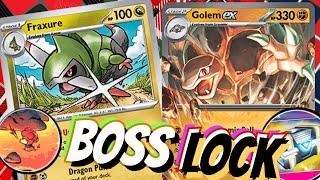 Fraxure Blocks Prime Catcher & Boss! 🪓 W/ Golem ex, Mewtwo & Haxorus - Secret Box Ace. Unnerve PTCG