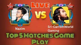 Sri Vs Nazim  Carrom pool | Top 5 matches game play  Gaming Nazim | Carrom pool Nazim 