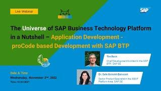 The Universe of SAP Business Technology Platform in a Nutshell – Application Development - proCode