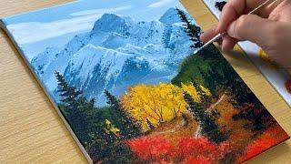 Easy Way to Paint an Autumn Landscape / Acrylic Painting