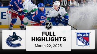 NHL Highlights | Canucks vs. Rangers | March 22, 2025