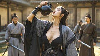 Kung Fu Movie! Masters Look Down on Weak Female Leader, But She Defeats Them with Drunken Fist