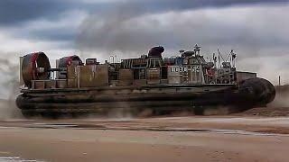 ‏U.S. Navy Hovercraft In Action Air Cushions Beach Landing