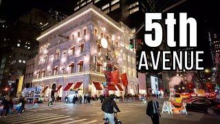 NEW YORK CITY Walking Tour [4K] - 5th AVENUE ... Early Christmas Season Tour