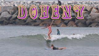 Surfing fun but crowded Doheny in Dana Point