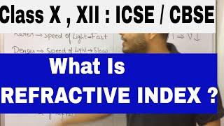 What is Refractive Index ? CLASS X : CBSE / ICSE : Refraction Of Light 02