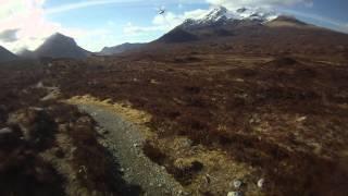 Helicopter taking off on Isle of Skye