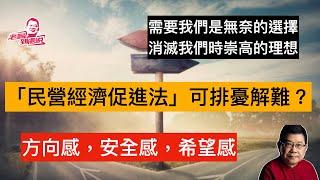 中国公布民营经济促进法草案，此舉被視為是恢復民企信心的最新措施。據稱有四個亮點。能有效化解「需要我們是無奈的選擇，消滅我們是崇高的理想」的普遍疑慮嗎？依法保護私人財產不受侵犯，能立法嗎？