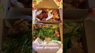 Korean chicken never dissapoints#shorts#fried chicken#seasoned chicken#green onion chicken#반반치킨#파닭