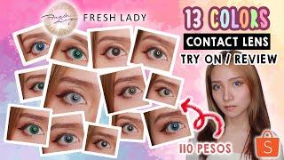 【REVIEW】13 Colors Fresh Lady Contact Lens Try On | Dark Brown Eyes Shopee Haul Philippines