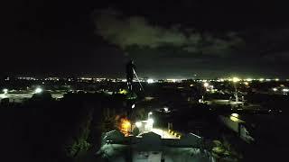 Towers at Night Drone Footage